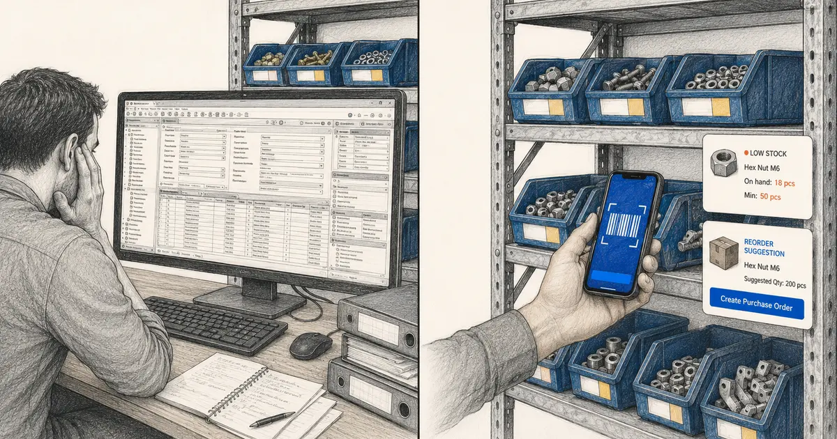 Cover Image for Inventory Management for Trades 2026: The Best Solution Without ERP (Practical Guide)